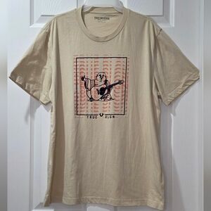True Religion BIG LOGO Beige Graphic Tee for Men XL Mint Condition
